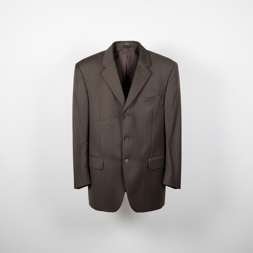 Pronto Uomo Platinum Mens Brown Pinstripe 3 Button Blazer‎ Suit Jacket Excellent